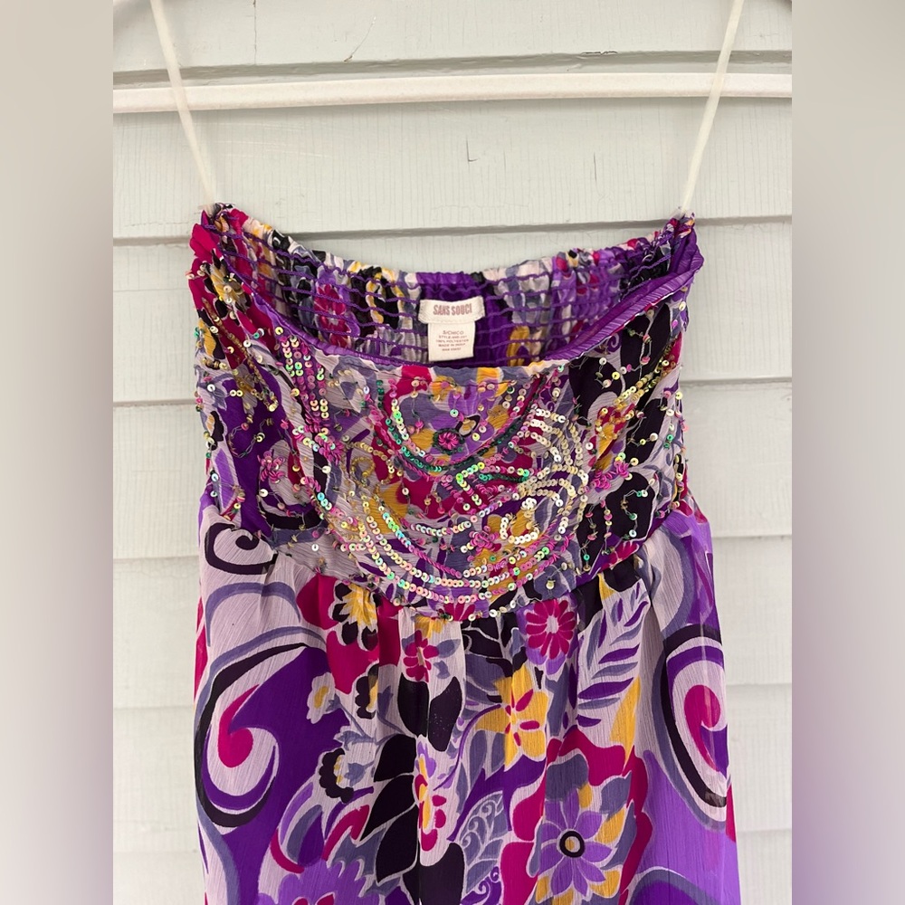 Sans Souci - Strapless flowy summer maxi dress w/ sequins